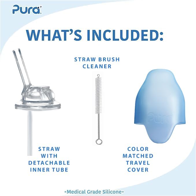Pura Kid Insulated Stainless Steel Bottle - Plastic-Free, Silicone Straw, Anti-Colic, Unicorn