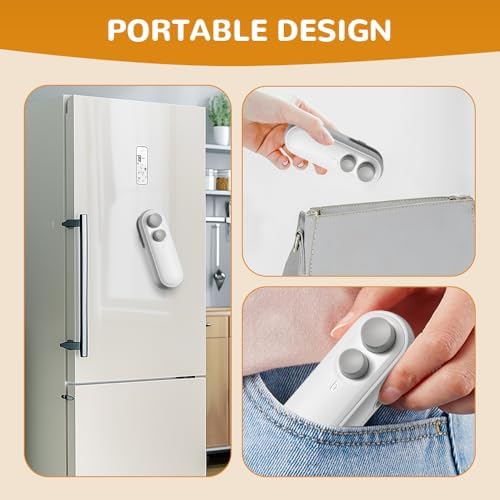 2-in-1 Mini Bag Sealer with Cutter & Magnet, Rechargeable Portable Handheld Food Sealing Machine for Snacks, Chip Bags & Resealing – 2pcs White