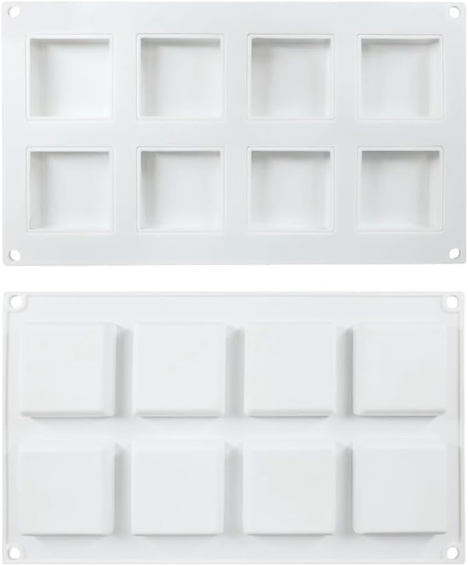 Silicone Mold for Baking Cakes,Soap Molds,Flower Shape Silicone Molds for Homemade French Dessert Mold for Pastry Chocolate,Jelly Chocolate Mold ＆ Ice Cube Tray (F_ Square)