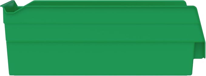 Akro-Mils 30130 Plastic Shelf Bins, Heavy Duty Storage Bins for Garage, Closet, and Drawer Organization, 12" x 6-1/2" x 4", Green, 12-Pack