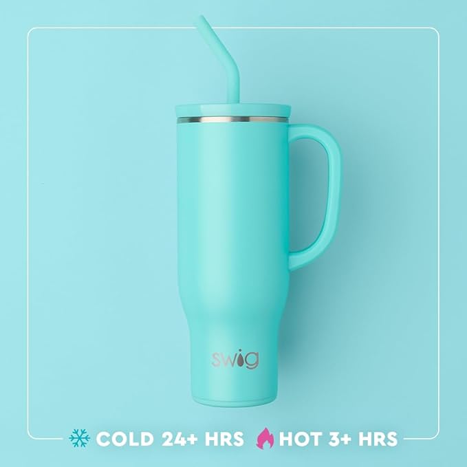 Swig Life 30oz Mega Mug, Halloween 30oz Tumbler with Handle and Straw, Large Insulated Tumblers, Cup Holder Friendly Travel Mug, Stainless Steel 30 oz Tumbler, Reusable Water Bottle (Candy Corn)