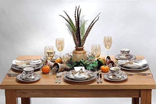 Spode Woodland Canadian Goose Dinner Plate - 10.5 Inch Fine Earthenware with British Flowers Border, Microwave, Oven, Freezer & Dishwasher Safe - Hunting-Inspired Thanksgiving Plate, Made in England