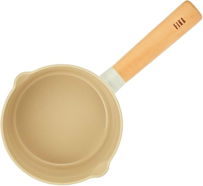 NEOFLAM FIKA 1.5QT Milk Pan with 2 Pour Spouts, Butter Warmer, Milk Boiling, Melting Pot for Stovetops and Induction, Wood Handle, Made in Korea (6" / 16cm)