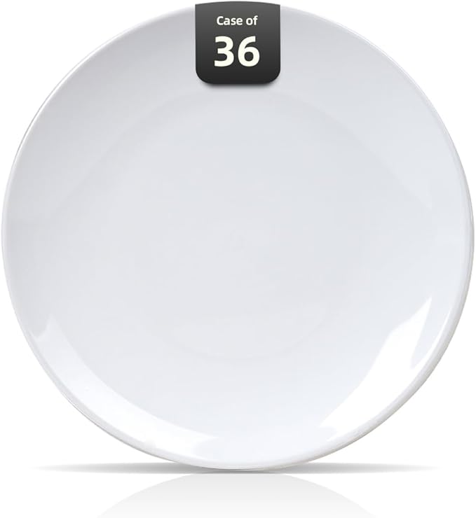 Stoneware Coupe Commercial Grade Dinnerware Bright White, Plate 6.5", Case of 36