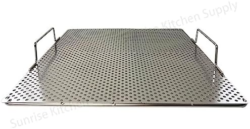 Sunrise Stainless Steel Fryer Screen with Handles (Solid Screen) (3, 17.5" x 17.5" x 2")