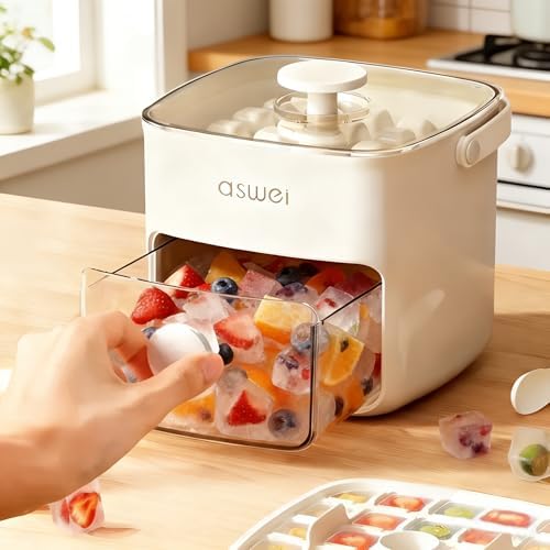 Plastic Ice Cube Trays with Bin and Scoop for Freezer+ Ice Cube Tray