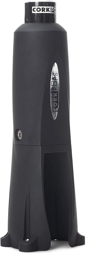 Cork Pops Legacy Wine Opener Built-in 4-Blade Foil Cutter Safe Cork Removal, Effortless Push Button Use, Needle Guard for Safety, Low-Pressure Cartridge Opens Up To 60 (Black, With 3 Cartridges)