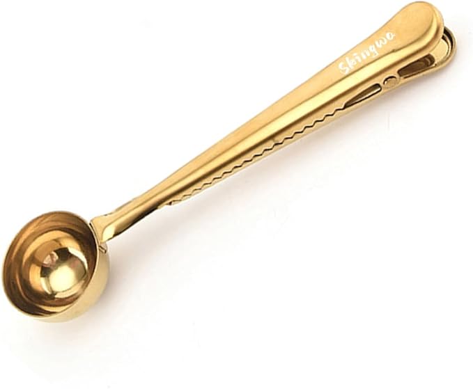 Golden Coffee Scoop with Bag Clip, Multi-Function Milk Powder Measuring Spoon, 20ml