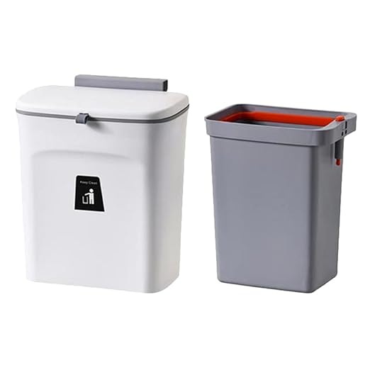 PATKAW Wall-Mounted Kitchen Trash Can 9l with Lid Plastic Garbage Bin Sealed Compost Bin with Removable Inner Bucket for Indoor Food Waste Storage