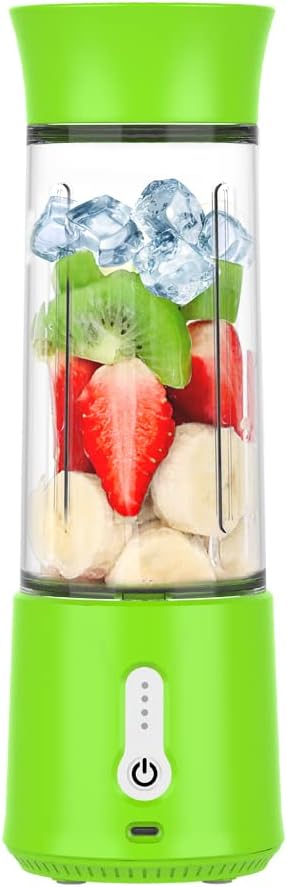 Portable Blender for Shakes and Smoothies, USB Rechargeable Personal Blender, Mini Blender with a 500ML, Strong Stainless-Steel Blades, and Powerful Motor, For Travel, Camping, Gym (Green)