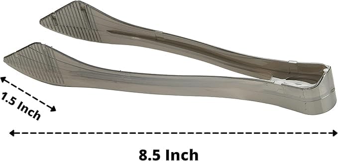 PARTY BARGAINS 8.5 Inches Plastic Serving Tongs, 24 Pack, Premium Quality & Heavy-Duty Silver Plastic Tongs for BBQ, Salads, Grilling, Buffets, & Kitchen