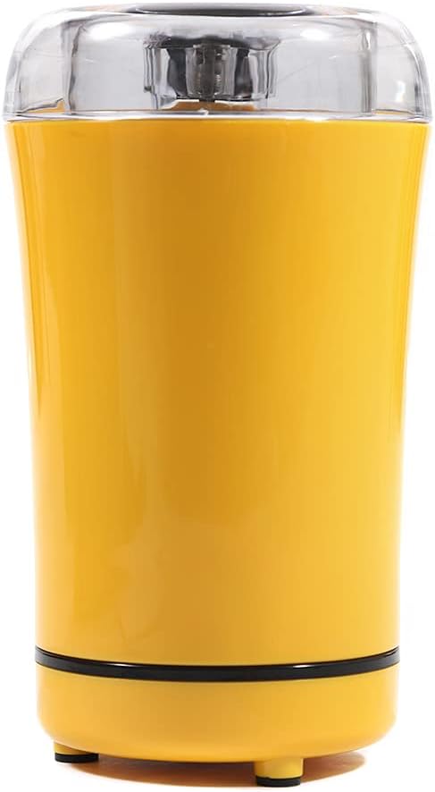 Electric Coffee Grinder, 150W Small Spice Grinder with Stainless Steel Blade, 50g Capacity One-Touch Mill for Coffee Beans, Pepper, Herbs, Nuts (Yellow)