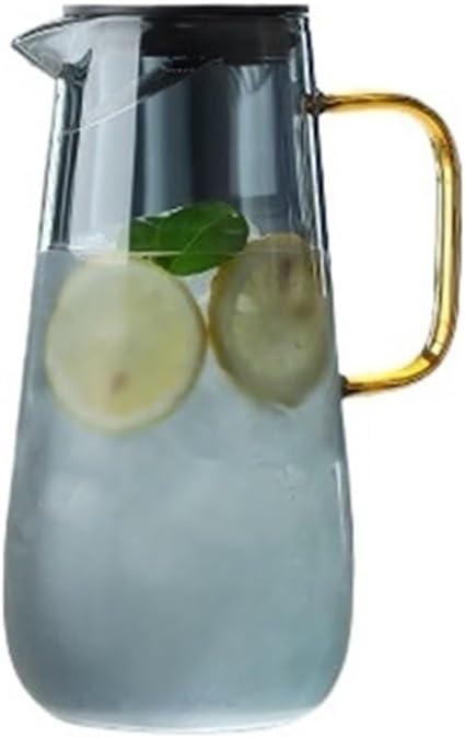 GLigeT Iced Tea Pitcher Thickened Heat-Resistant Glass Water Pitcher Large-Capacity Household Kitchen Drinkware Carafe Milk Coffee Tea Pot 1600ml Water Jug