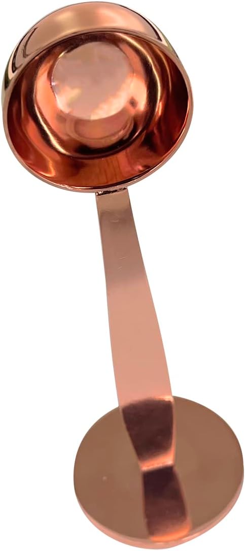 2-in-1 Coffee Scoops, 304 Stainless Steel Tablespoon Measure Spoon, with Pressed Bottom for Coffee Bean Press Coffee Grinding Pressing（Rose Gold15 ml）