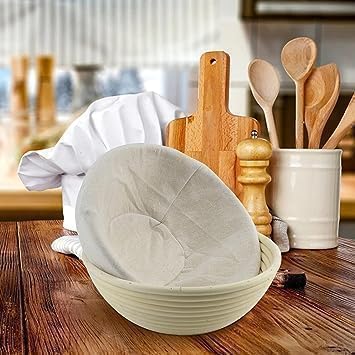2Pcs 9 Inch Proofing Bread Basket Cloth, Round Cloth Baking Supplies Bread, Reusable Breathable Liner Cotton Flax Banneton Proofing Bread Cloths, Baking Tools and Accessories, Bread Proofing Baskets