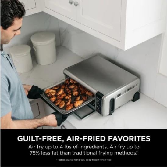 Ninja Digital Air Fryer & Toaster Oven | 8-in-1 Functionality | Flip-Up Design | XL Capacity | Air Fry Basket, Sheet Pan, Wire Rack & Crumb Tray | 1800 Watt | Silver | SP101