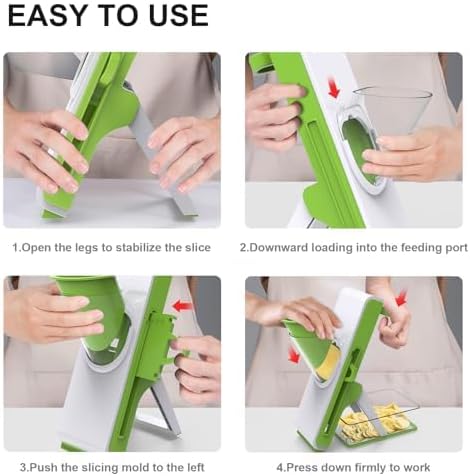Mandoline Slicer Safe Multifunctional Dicer Adjustable Commercial Slicer Machine Stainless Steel Chopper (White Green)