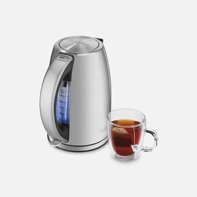 Cuisinart 1.7-Liter Electric Kettle, Cordless Electric Tea Kettle, 1500-Watts for Fast Heat-Up of Water, Stay Cool Nonslip Handle, Auto Shutoff, Removable Filter, JK-17P1, Stainless Steel