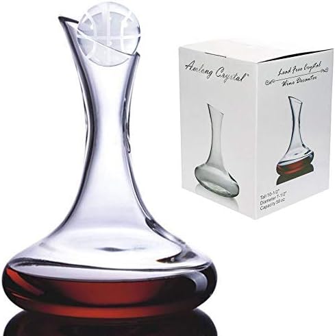 Amlong Crystal Lead-Free Large Wine Decanter, Red Wine Carafe, Wine Gift, Wine Accessories 58 oz(1700ml), with Crystal Basketball Stopper