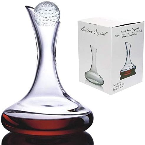 Amlong Crystal Lead-Free Large Wine Decanter, Red Wine Carafe, Wine Gift, Wine Accessories 58 oz(1700ml), with Crystal Golf Ball Stopper