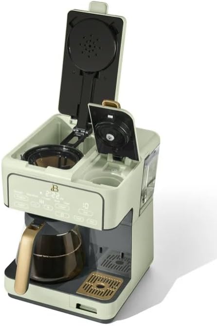 Beauti Multi Brew 12 Cup Programmable Drip & Single Serve Coffee Maker, Versatile Brewing (6oz, 8oz, 10oz, 12oz, 14oz), Pods or Ground, Over Ice option, Keep Warm mode (Sage Green)