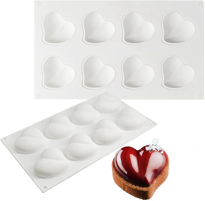 Heart Silicone Chocolate Mold DIY Cake Accessories Molds Kitchen Ice Cubes Biscuit Pastry Manual Baking Mould (Heart F_11.8 X6.8 X0.8inch)