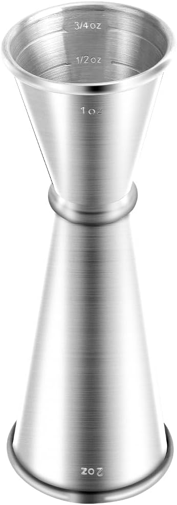 Jigger for Bartending, Briout Double Cocktail Jigger Japanese Premium 304 Food Grade Stainless Steel Jigger 2 OZ 1 OZ with Measurements Inside, Silver