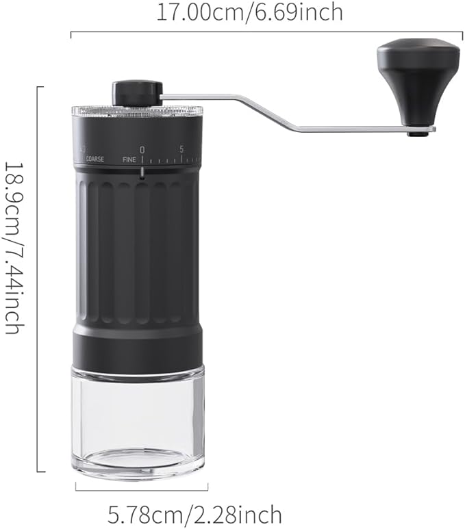 Portable Coffee Grinder Conical Burr for Espresso French Press Pour Over Double Bearing External Adjustment Capacity 25g (Ceramic Burrs)