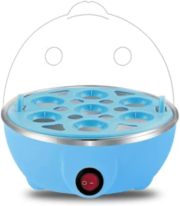 Egg Cooker, Electric Hard Boiled Egg Cooker with Anti-Dry Burning, Egg Steaming Breakfast Machine, Household Rapid Egg Cooker with Automatic Power-Off for 6 Eggs,Bule