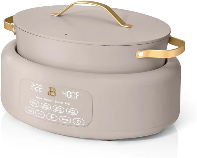 10-in-1 Electric Multi-Cooker, 6 Quart Programmable Cooking Pot with Digital Display, Nonstick Interior, One-Touch Controls, Multi-Function Kitchen Appliance (Porcini Taupe)