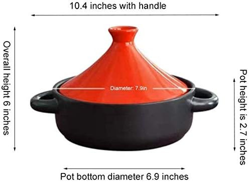 Moroccan Tagine Cooking Pot Cast Iron Enamel Stew Casserole Slow Cooker with Anti-Scalding Handles(Color:Beige)