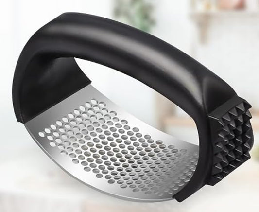 Garlic Press,Stainless Steel Garlic Mincer Crusher,Ergonomic Handle,Easy to Use,Easy to Clean,Effort-Saving Kitchen Gadgets-Black