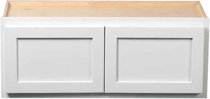 Quicklock RTA (Ready-to-Assemble) 42" Tall Wall Kitchen Cabinets - Shaker Style | 100% Hardwood | Made in America | Soft Close Hardware (Pure White, 24" D x 36" W x 24" H)