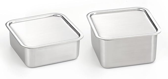 CuBE Large 2PCS Set 1500ml 1050ml Stainless Steel Food Storage Containers With Lids and a Net Kitchen Appliances Dishwasher Safe Premium South Korea