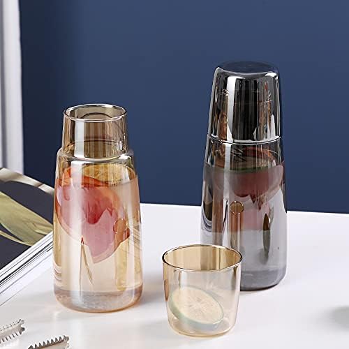 GRFIT Jug Set of 750ml Glass Teapot, Transparent Water Jug with Glass Cup, Water Kettle for Household Nightstand Water Pitcher (Clear)