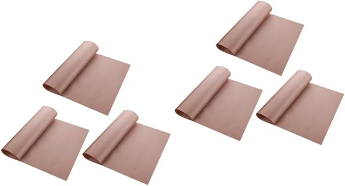 Unomor 6pcs Oven Mat Liner Reusable Non-stick Oven Mat Liner for Bottom Non Stick Heat Resistant Easy to Clean Brown