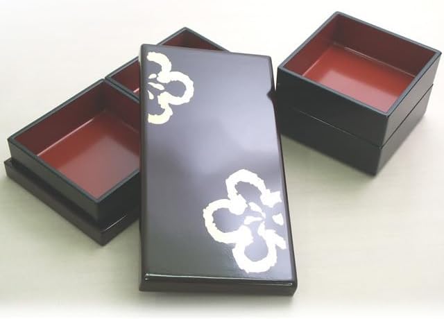 Japanese Bento Box Plum Lunch Container 2-tier Jubako Lacquerware Japan