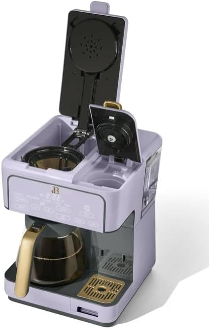 Beauti Multi Brew 12 Cup Programmable Drip & Single Serve Coffee Maker, Versatile Brewing (6oz, 8oz, 10oz, 12oz, 14oz), Pods or Ground, Over Ice option, Keep Warm mode (Lavender)