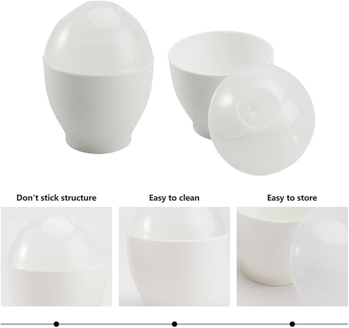 INOOMP 10pcs Microwave Oven Egg Cups White Steamed Egg Cooker Set for Home Kitchen Steamer Specialty Cookware