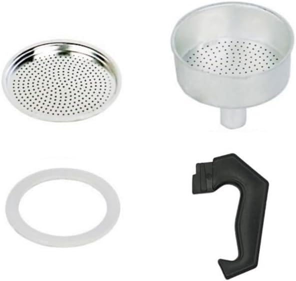 Espresso Coffee Moka Pot Replacement Parts Set Include Handle Funnel Filter Gasket Seal (3 Cup)