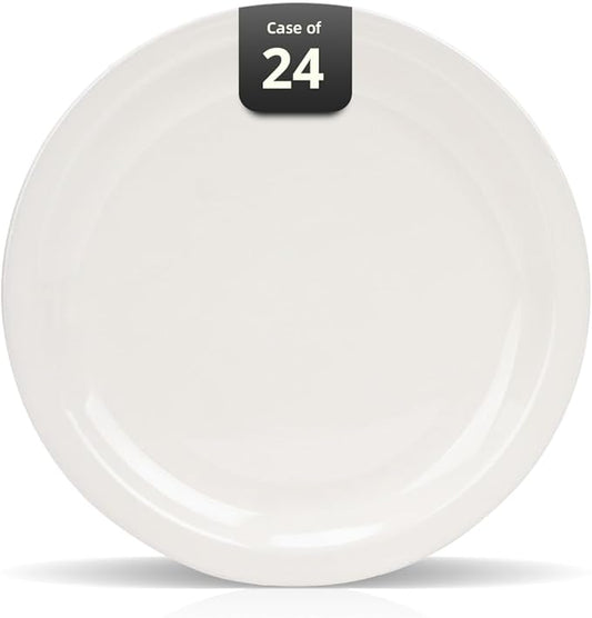 Stoneware Narrow Rim Commercial Grade Dinnerware America White, Plate 9", Case of 24