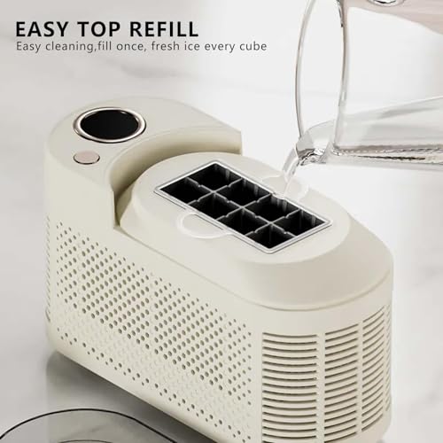 Portable Ice Maker, 8 Cubes in 10 Mins, Dual Power DC 12V & AC, Compact Countertop Machine for Home Office Camping Car, Purple
