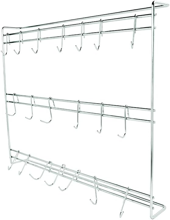 Wall Mounted Stainless Steel Wire Kitchen Utensil Rack 18"X24" with 20 Hook Hanger, Commercial Kitchen Organizing Shelving Storage for Pots, Pans, Cookware in Restaurant