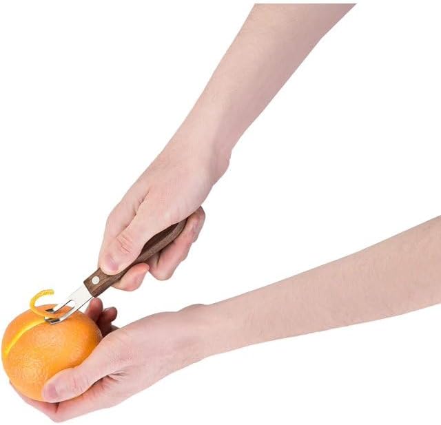1Pc Cocktail Channel Knife with Walnut Wood Handle, Stainless Steel Bar Tool for Bartenders, Versatile Tool and Peeler for Cocktails