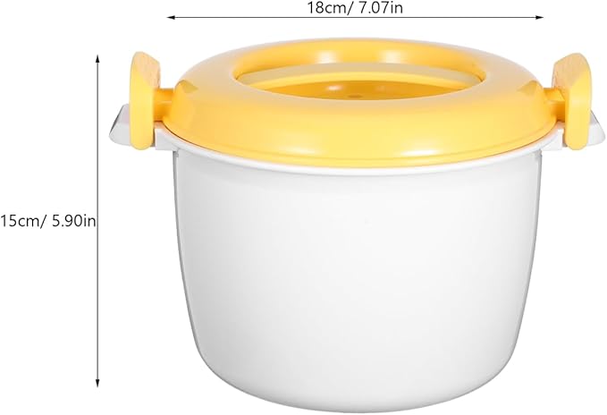 OSALADI 1L Microwave Rice Cooker Mini Rice Cooker Steamer Keep Warm Function for Soups Stews Grains Oatmeal Yellow
