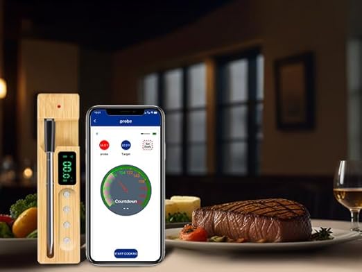 Smart Wireless Meat Thermometer,Digital Cooking Thermometer 700FT Remote Range,Instant Food Thermometer with Wireless Probe & Booster for Grilling and Smoking,BBQ,Oven,Kitchenr