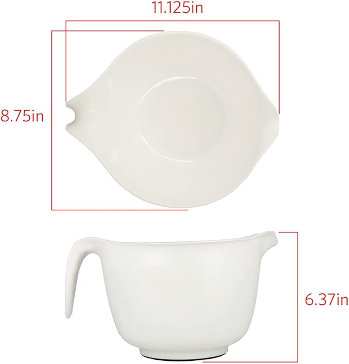 Glad Mixing Bowl with Handle – 3 Quart | Heavy Duty Plastic with Pour Spout and Non-Slip Base | Dishwasher Safe Kitchen Supplies for Cooking and Baking, White