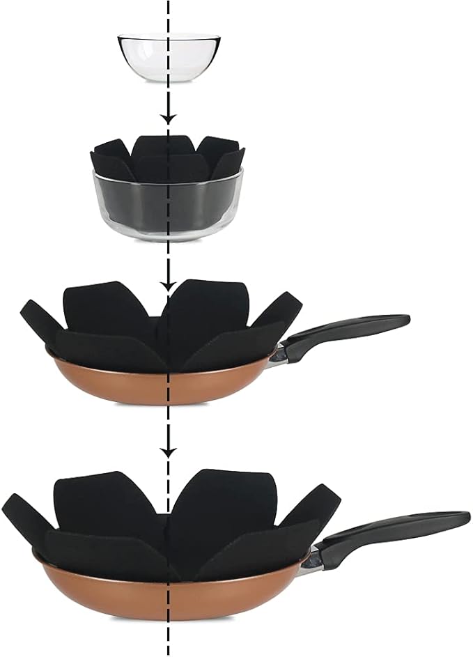 BYKITCHEN Larger & Thicker Pan Protectors, Set of 12 and 3 Different Sizes, Felt Pot Pan Separators, Pan Dividers Pads for Stacking and Protecting Your Cookware