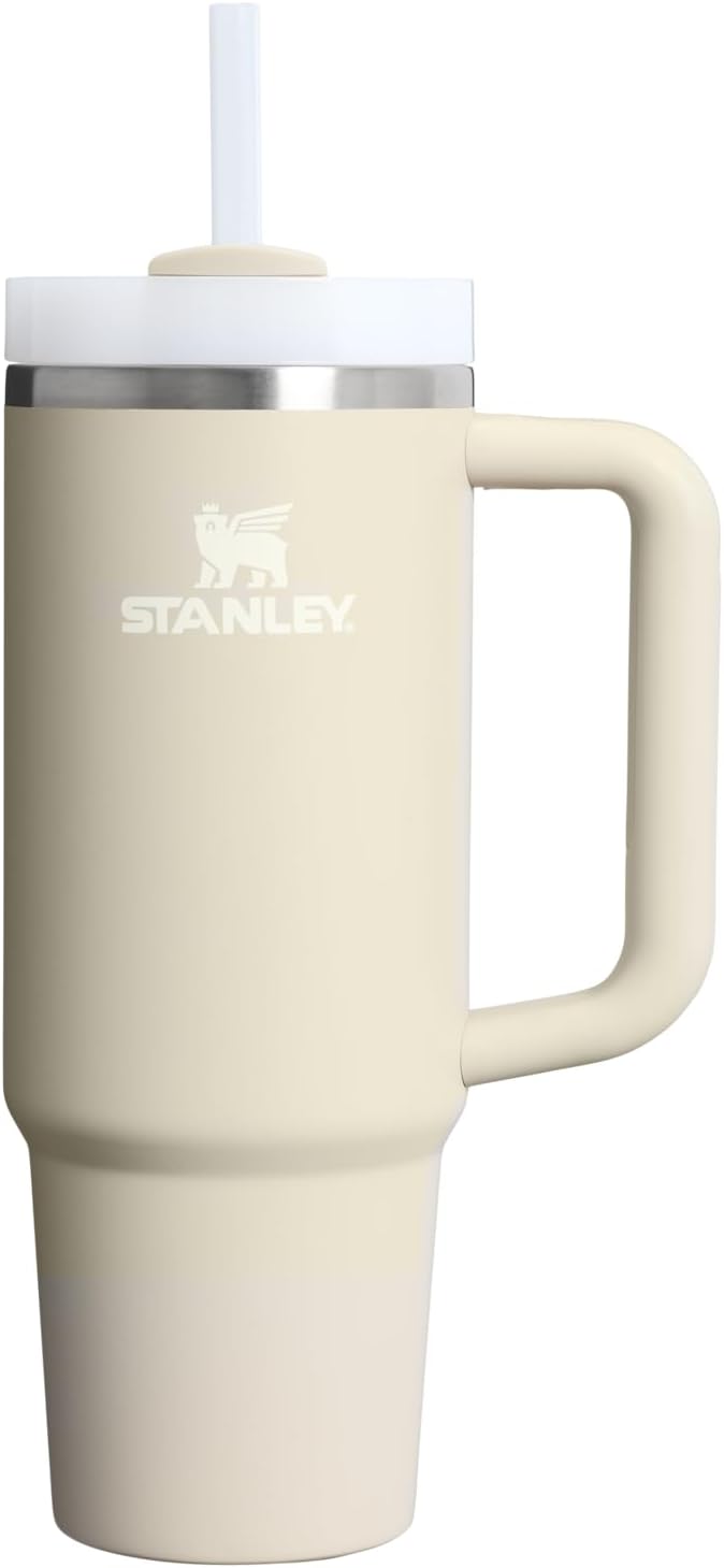 STANLEY Quencher H2.0 Tumbler with Handle and Straw 30 Fluid Ounces| Flowstate 3-Position Lid | Cup Holder Compatible for Travel | Insulated Stainless Steel Cup | BPA-Free | Exclusive Toasted Almond