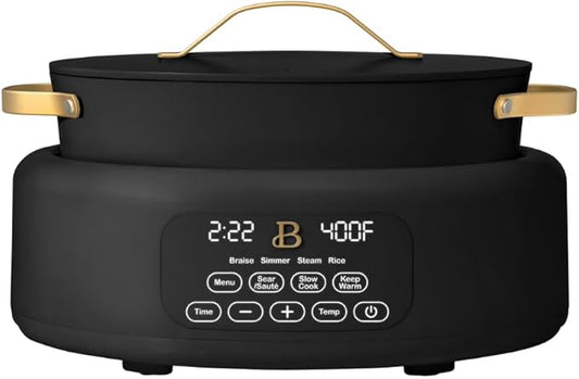 10-in-1 Electric Multi-Cooker, 6 Quart Programmable Cooking Pot with Digital Display, Nonstick Interior, One-Touch Controls, Multi-Function Kitchen Appliance (Black Sesame)